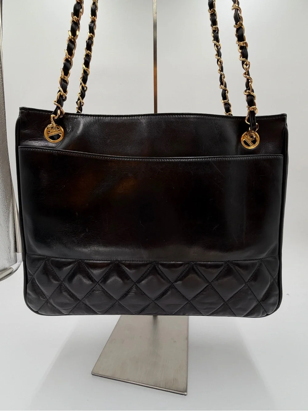 CHANEL Black Vintage Shoulder Bag  W/Authenticity Card, Dust Bag and Entrupy COA